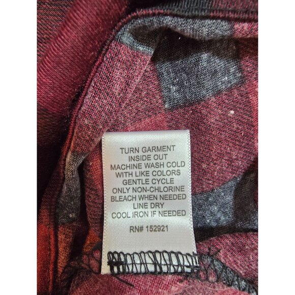 Red & Black Plaid Button-Up Shirt Lace Back Detail Roll-Up short Sleeves 2X Size - Picture 8 of 14